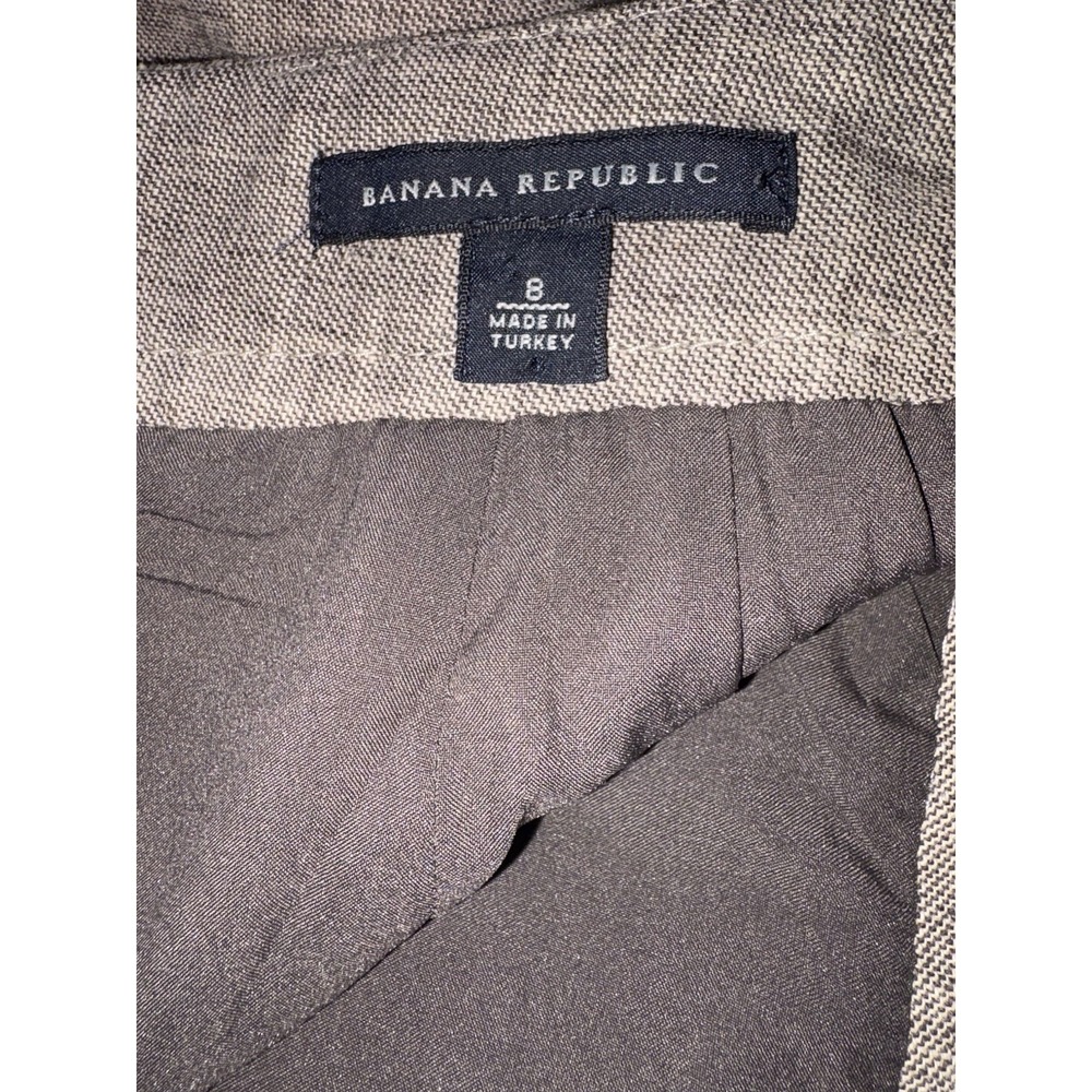 Banana Repulic Pencil Skirt Size 8 Brown White Woven Blend Rear Slit Career - Picture 4 of 11